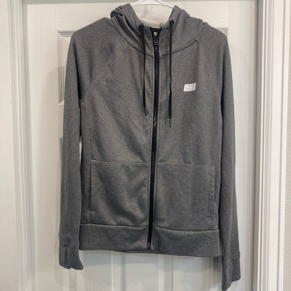 Aeropostale Heather Gray Zip Hoodie with Black Trim